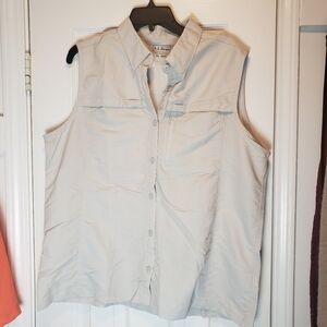LL Bean Vest Womens Large Gray Mesh Lined Pockets Fishing Outdoor Hike